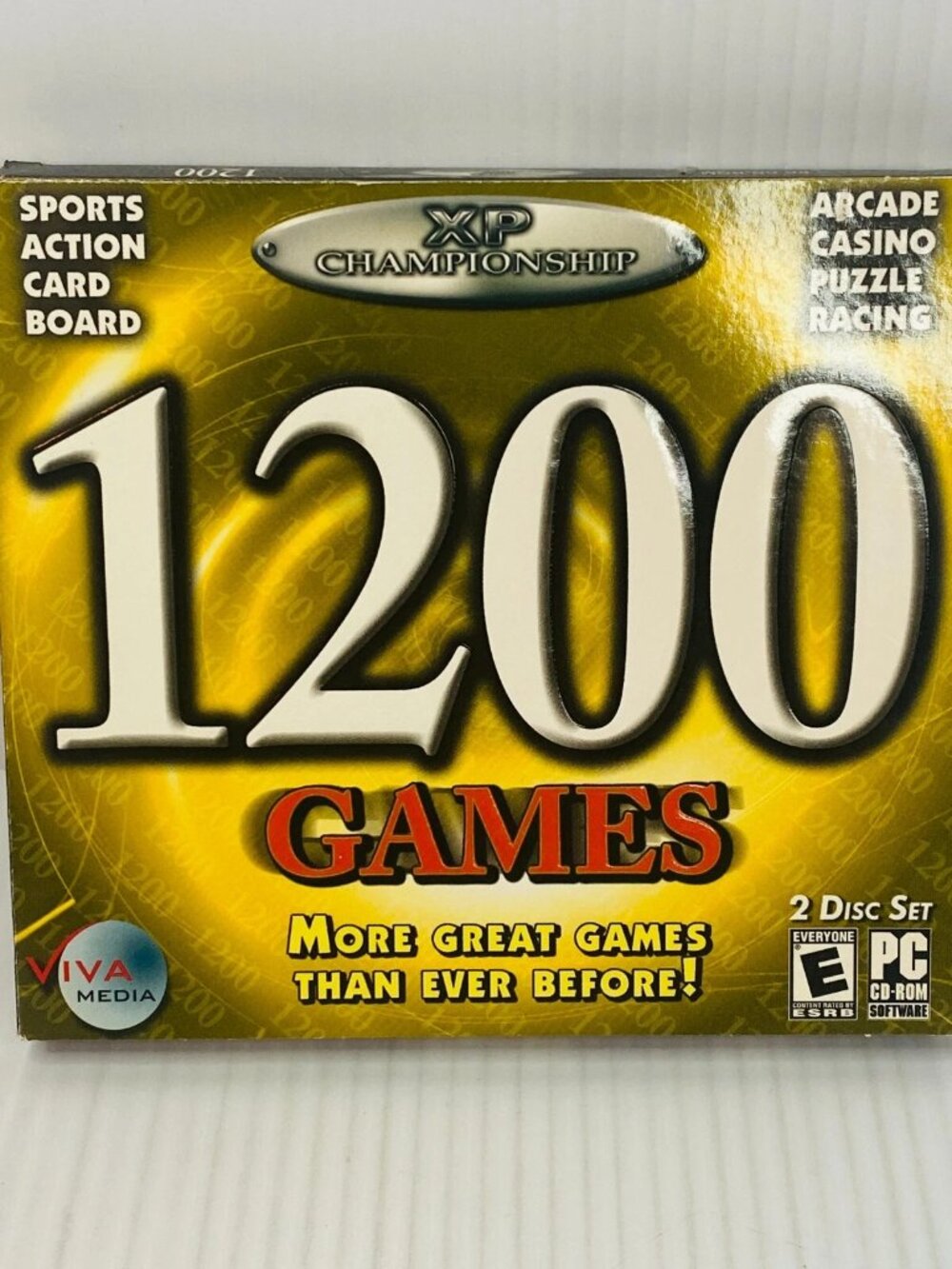 1200 Games Viva Media 2 Disc Set for PC Sports Action Board Arcade Casino Puzzle